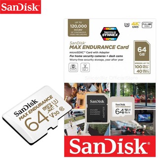 SanDisk MicroSDXC Card MAX ENDURANCE 64GB (SDSQQVR-064G-GN6IA) White Memory เมมโมรี่การ์ด คลาส10 รับประกัน Synnex 5 ปี