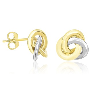 ต่างหูทองคำทูโทนวงกลมเปิดโล่งเงาวาว 14k