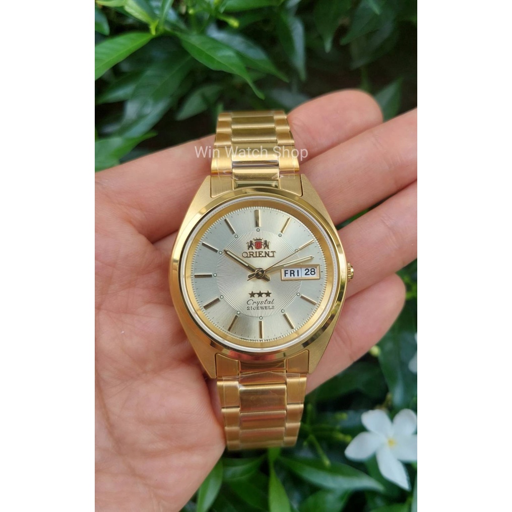 นาฬิกา Orient รุ่น ORAB0000FC นาฬิกาผู้ชาย ระบบออโตเมติก เรือนสีทองหน้าปัดทอง ของแท้ 100% รับประกันส