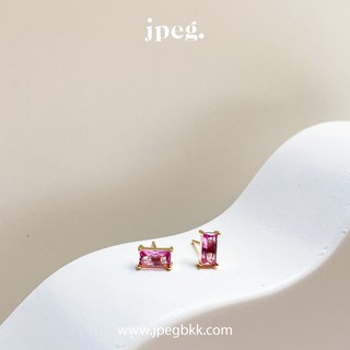 PINK - cubic gem earring (Brass+18K)