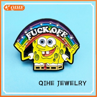 Spongebob Enamel Pin Rainbow Banner Lettering Spongebob Brooch Funny Lapel Pin Badge