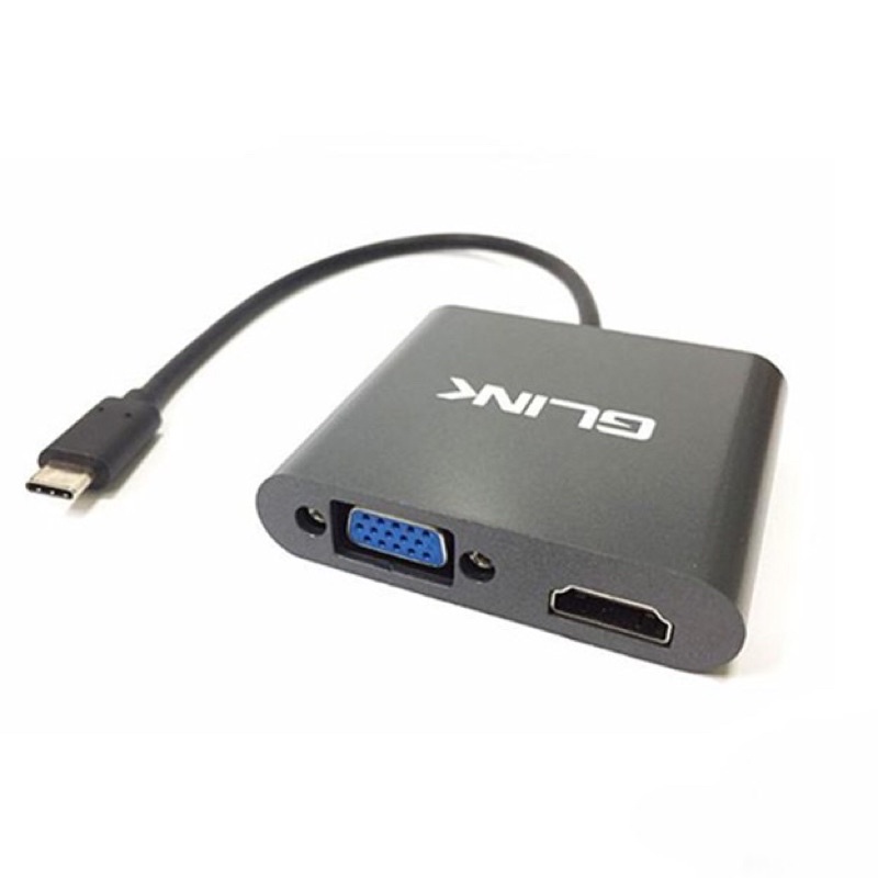 สาย TYPE-C TO VGA + HDMI รุ่น GL-013 สายแปลง Type-C สายแปลงสัญญาณเป็น HDMI และ VGA