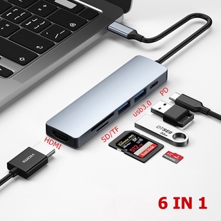 Hoco HB14 6 in 1 อะแดปเตอร์ฮับ USB Type-C การ์ดรีดเดอร์ HDMI USB C เป็น USB 3.0 สําหรับ Macbook Pro