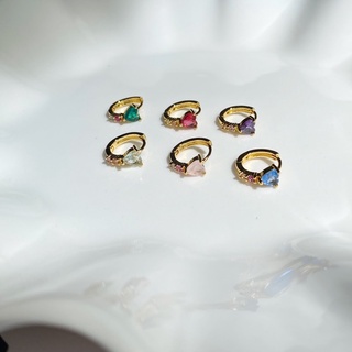 Heart Gem Hoop ต่างหูห่วงเพทายหลากหลายสี