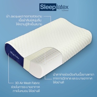 Sleep Latex หมอนยางพาราแท้ รุ่น Neck Curl Pillow (หมอนยางพาราทรง Contour Big) นุ่ม หนุนสบาย - Sleep Latex By Greenlatex