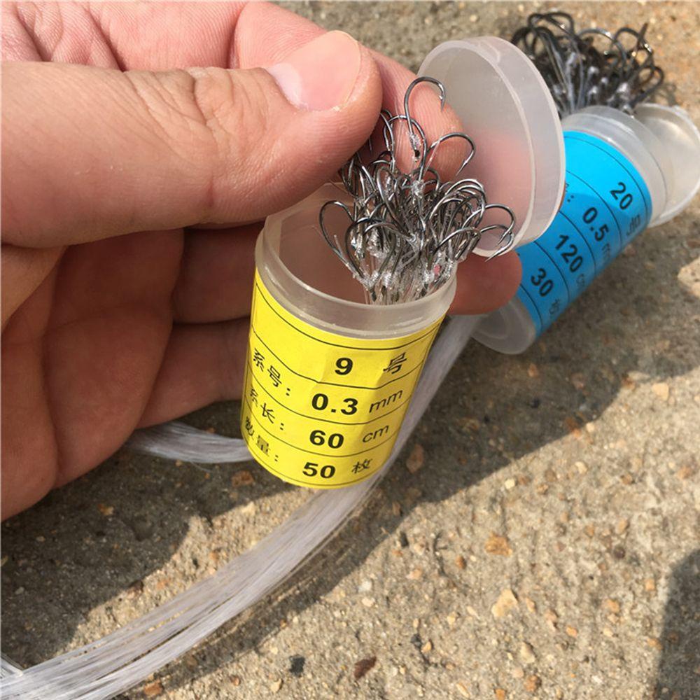 Wattle ตะขอตกปลา เหล็กคาร์บอน พร้อมสายเอ็นตกปลา 50 40 30 25 ชิ้น - รูปที่ 2