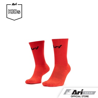 ARI JUNIOR CREW SOCKS - RED/BLACK ถุงเท้าเด็ก อาริ สั้น สีแดง