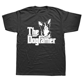 เสื้อยืดคอกลม แขนสั้น ผ้าฝ้าย ลาย The Dogfather Border Collie แฟชั่นใหม่ สําหรับคุณพ่อ