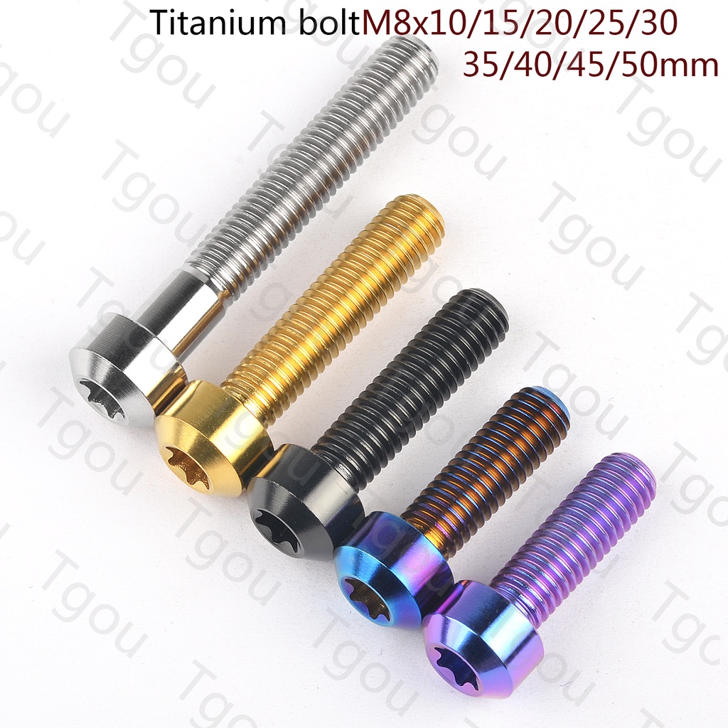 Tgou ไทเทเนียมสายฟ้า M8x10/15/20/25/30/35/40/45/50mm T40 สกรูหัว torx สําหรับรถจักรยานยนต์รัดดัดแปลง