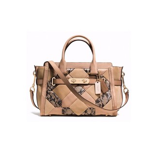 COACH กระเป๋าถือ กระเป๋าสะพายข้าง ของแท้ รุ่นหรูที่สุด SWAGGER 27 IN Patchwork Exotic Embossed Leather Handbag Fog