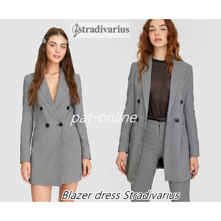 🔥👉 แท้ 💯% New Stradivarius Houndstooth blazer dress