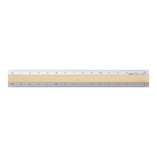 MIDORI Aluminum Wooden Ruler &lt;15cm&gt; Light Brown (D42257006) / ไม้บรรทัดอะลูมิเนียมและไม้บีช สีน้ำตาลอ่อน แบรนด์ MIDORI