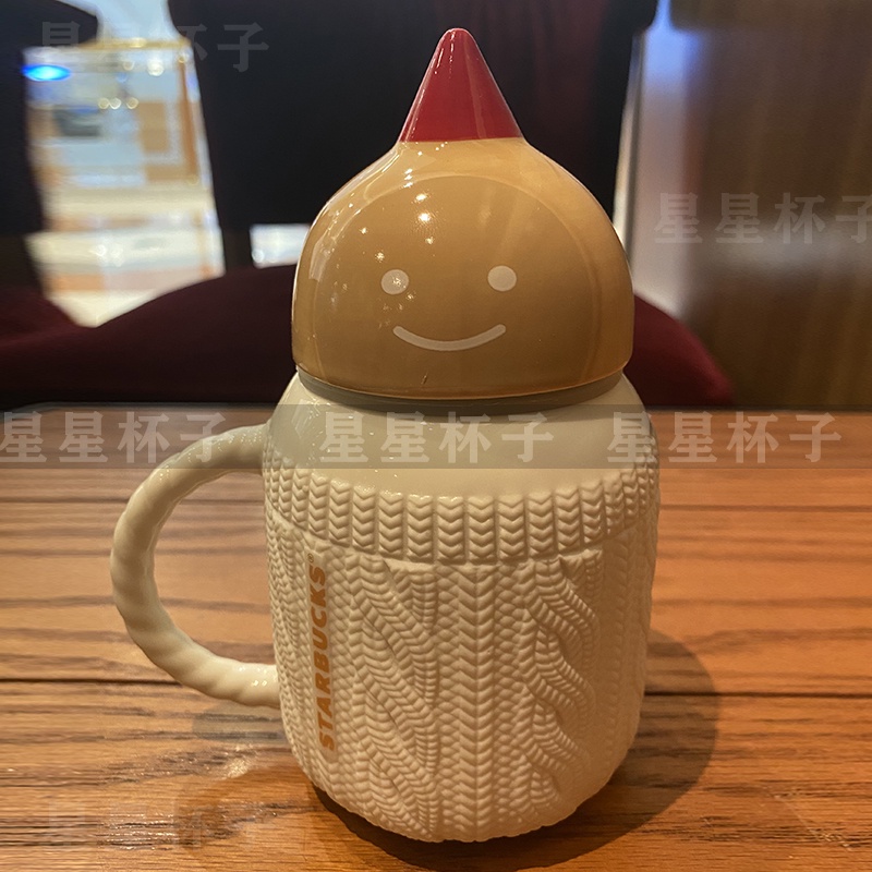 แก้ว Starbucks คริสต์มาสสไตล์ป่าแก้ว Starbucks เกาหลี Gingerbread Man Christmas House Mug พร้อมฝาปิด Mug