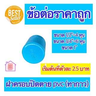 PVC ฝาครอบพีวีซี ปิดตายแบบใช้กาว มีขนาด 1/2"=4 หุน 3/4"=6 หุน และ 1 นิ้ว ใช้ได้งานประปาและงานเกษตร สินค้าดีราคาถูก