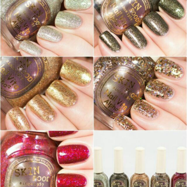 Skinfood Nail Vita Alpha 

ยาทาเล็บประกายวิววับ sparkling Wine Nail ขายดีทุกรอบ 

มี 5 เฉด แวววาว