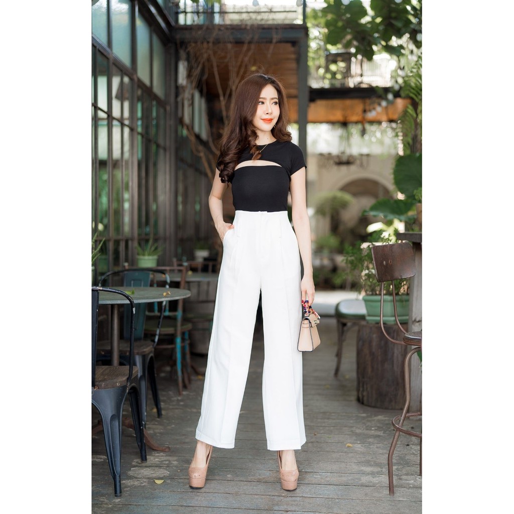 💥💥ลดล้างสต๊อค💥💥 G33  กางเกงเอวสูง ทรงจีบ ตะขอหน้า ขายาว ผ้าเปเป้ ใส่ทำงาน ขากระบอกใหญ่ รับประกันคุณภาพ ไม่พอใจคืนเงิน