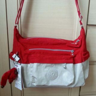 กระเป๋า Kipling แท้ สีแดง เทาประกาย