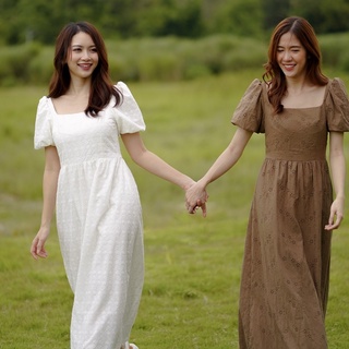 weerin dolly maxi dress เดรสยาว เดรสแขนตุ๊กตา ผ้าลูกไม้ มีซับในทั้งตัว เดรสแขนพอง เดรสออกงาน เดรสเข้าวัด