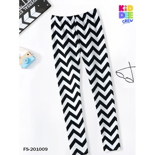 KiddeeCrew เลกกิ้งเด็กผู้หญิงสีซิกแซกขาวสีดำ Black Zig Zag Legging เหมาะสำหรับอายุ 1-10 ปี