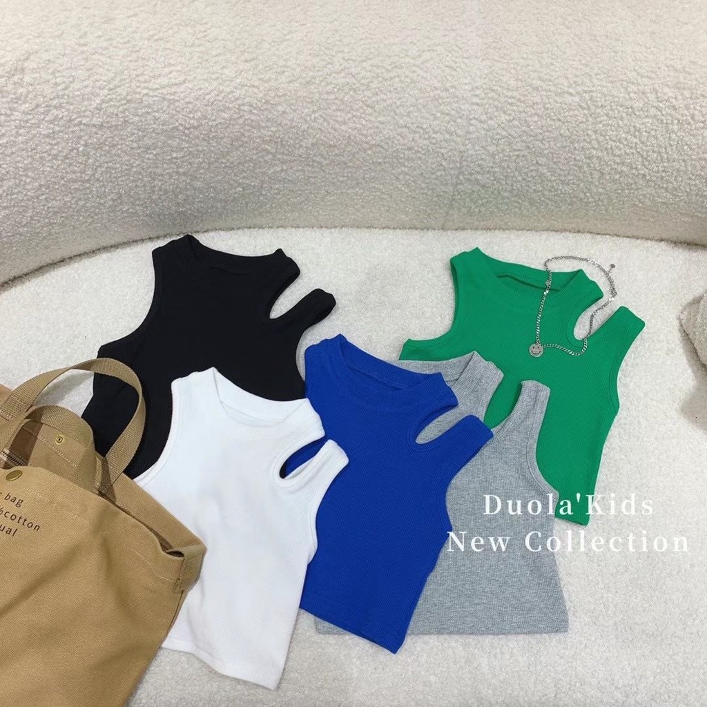 เสื้อสายเดี่ยว แขนกุด แต่งรูกลวง สีแคนดี้ แฟชั่นฤดูร้อน รูปที่ 2