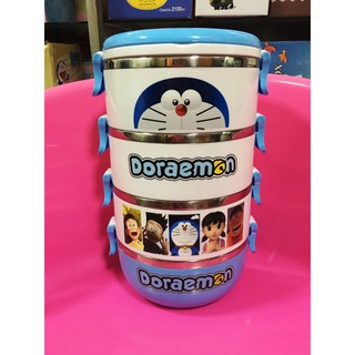 ปิ่นโตสแตนเลส 4 ชั้น งานเกาหลี ลาย Doraemon 2 แบบ