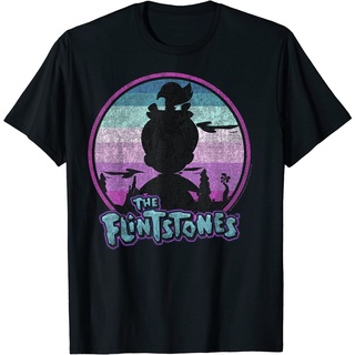 เสื้อยืดผ้าฝ้ายพรีเมี่ยม เสื้อยืด พิมพ์ลาย The Flintstones Pebbles Sunset Silhouette สําหรับผู้ใหญ่