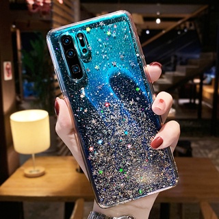 เคสโทรศัพท์มือถือ TPU ใส ลายกลิตเตอร์ หรูหรา สําหรับ Huawei P30 P20 P40 Pro Plus Mate 20 Pro Lite Nova 5T P Smart 2019 2021