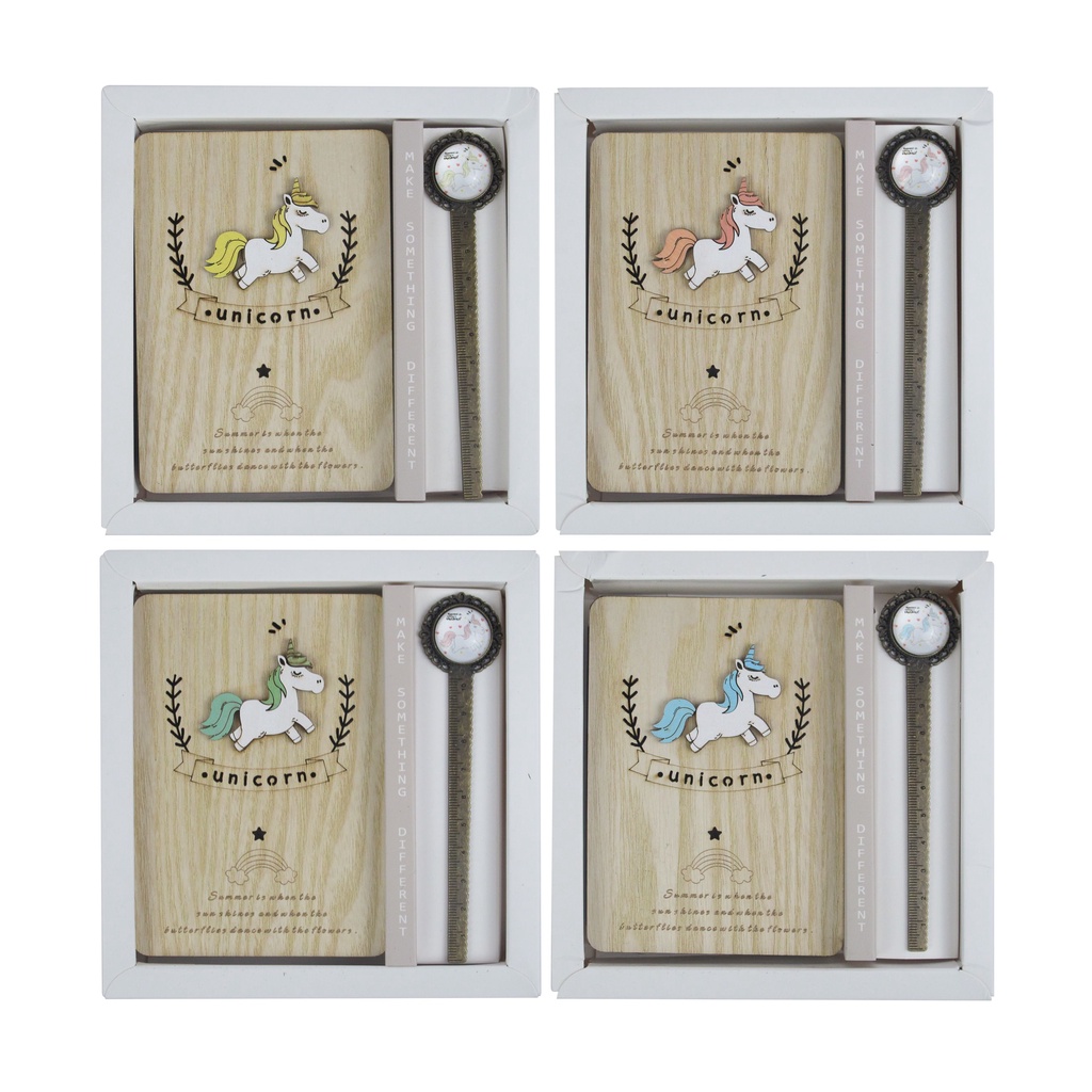 สมุดปกไม้ B7 สมุดไม้ UNICORN Motif