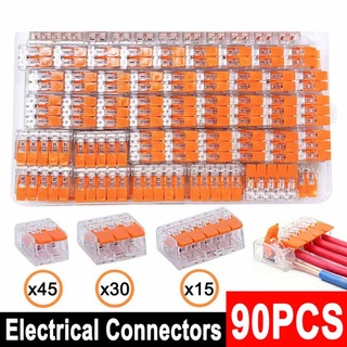 90x For Wago 221 Electrical Connectors Wire Block Clamp Terminal Cable Reusable Home Tool