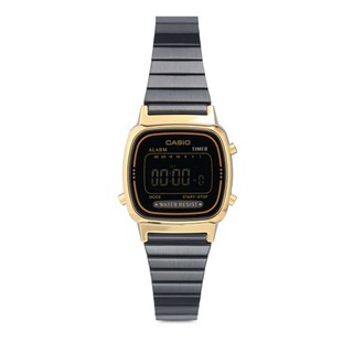 Casio Standard Digital นาฬิกาข้อมือผู้หญิง สายสแตนเลส รุ่น LA670WEGB-1B - สีดำทอง ของแท้ 100%