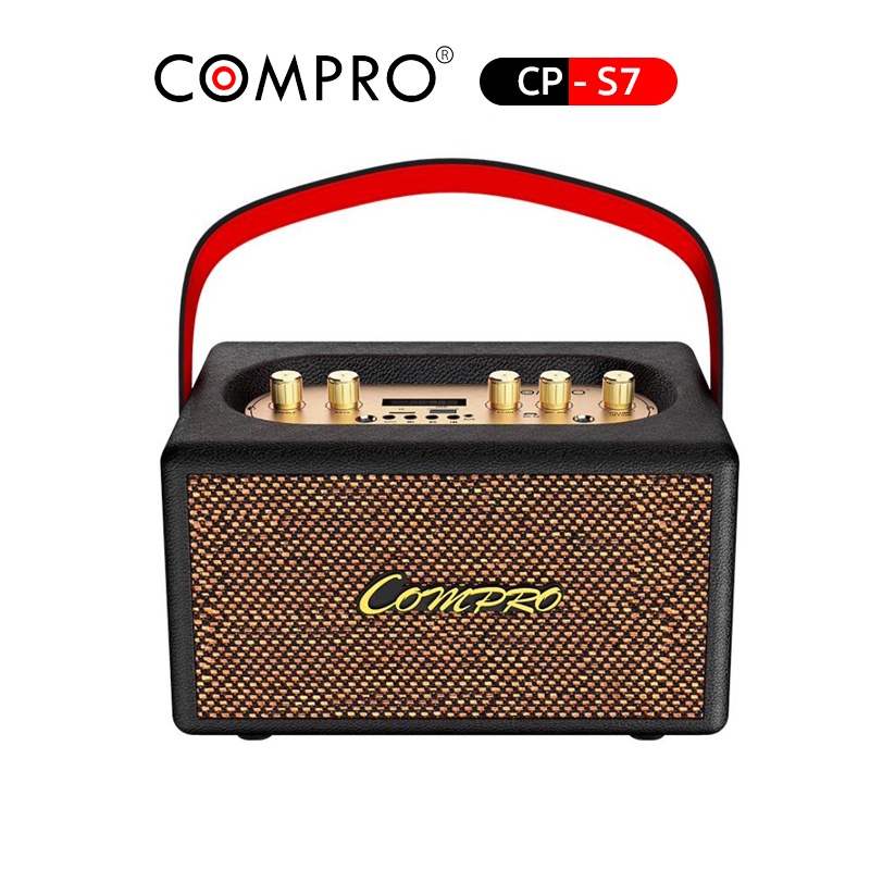 COMPRO รุ่น S-7 ลำโพงบลูทูธพกพาหูหิ้ว กำลังขับ 30W Bluetooth/FM/USB/TF/AUX Portable Bluetooth Speaker รับประกัน 1 ปี