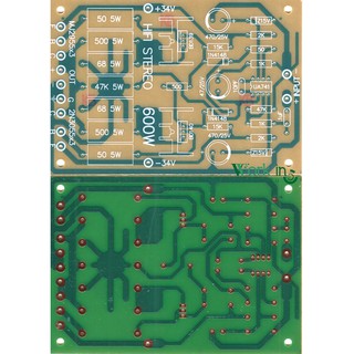 แผ่นเปล่าวงจร ปริ้น741 โครงงานบอร์ดขยายเสียง 741-600W บอร์ด741 แผ่นปริ้น741 สำหรับประกอบเอง