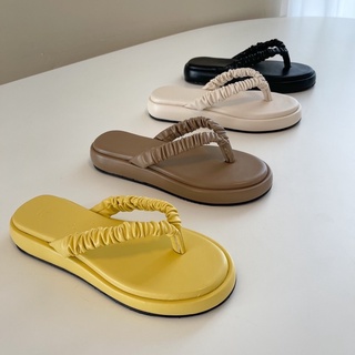 Baicha sandals รองเท้าหูหนีบสายย่น สูง1.5นิ้ว พร้อมส่ง กดสั่งได้เลยค่ะ (Wila shoes)