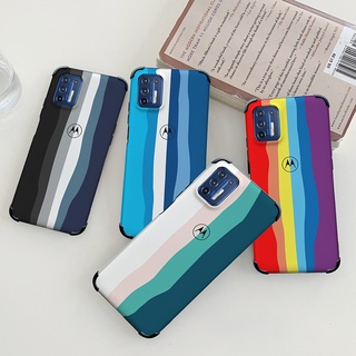 Rainbow Color Case Motorola Moto G9 Plus G8 Play G7 One Macro Vision Original Official Gradient Silicone Cover