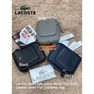 Lacoste Mens Soft matte Matte Full-Grain Leather Bag แท้💯%