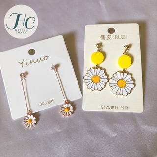 ต่างหูห้อยยาวรูปดอกเดซี่ Daisy สไตล์เกาหลี อะไหล่ทอง,อะไหล่โรสโกลด์  Earrings