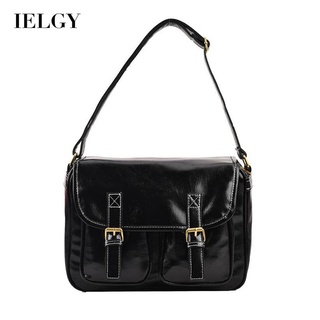 IELGY womens british style solid color retro messenger small square bag