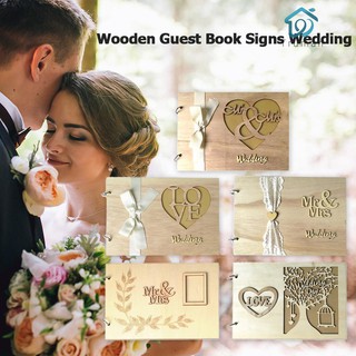 🍀New🍀20pcs Wooden Guest Book Signs Wedding Romantic Marriage Guestbook Decortruman