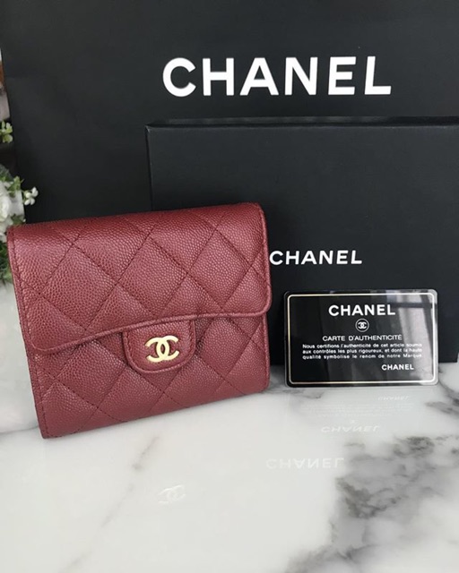 Chanel Short Wallet Burgundy GHW Holo25