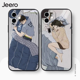 JEERO เคสคู่ เคสไอโฟน คู่รัก ขอบเหลี่ยมกันกระแทกซิลิโคนนุ่มลายการ์ตูนตลก เคสโทรศัพท์ Compatible for iPhone 13 12 11 Pro Max SE 2020 X XR XS 8 7 6 6S Plus xsmax 6splus 7plus 8plus พลัส HFC207