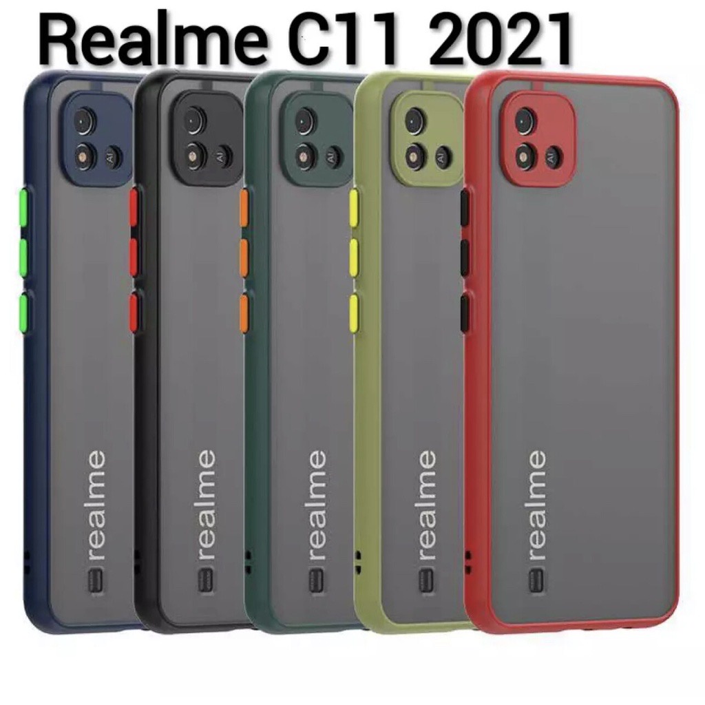 12 เคสกันกระแทก เรียวมี Case Realme C11 2021 C20 ปุ่มสีผิวด้าน กันรอยกล้อง ขอบนิ่มหลังแข็ง ส่งจากไทย