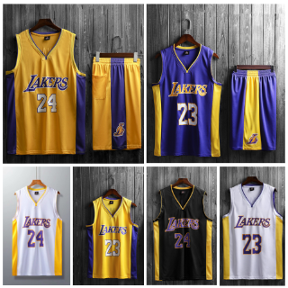 เสื้อกีฬาแขนสั้นลายทีม Fc Unisex NBA James jerseys Lakers Kobe Bryant สีน่ารัก 23 No. 24 ชุดเสื้อกางเกงบาสเก็ตบอลสําหรับผู้ชาย