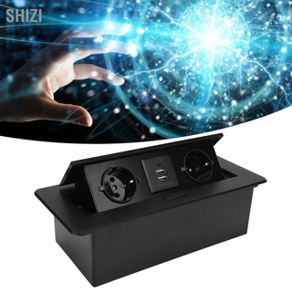 ShiZi ซ็อกเก็ตปลั๊กคู่ Eu + พอร์ต Dual-Usb พร้อม Slow-Bounce Damping Ac250V 16A