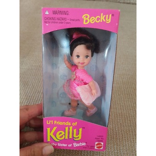 **กล่องไม่สวย** 1995 Lil Friends of Kelly Baby Sister of Barbie Becky Doll 14906 #144#