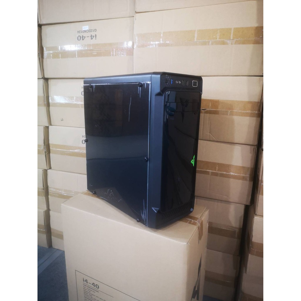 เคส ATX ฝาข้างใส GVIEW i4-40 สีดำ พร้อมพัดลม 3ตัว USB 3.0 i9ul