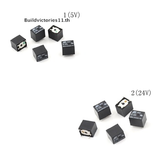 Buildvictories11 รีเลย์พาวเวอร์ 5V 24V 20A DC 5Pin PCB Type สีดํา สําหรับรถยนต์ 5 ชิ้น