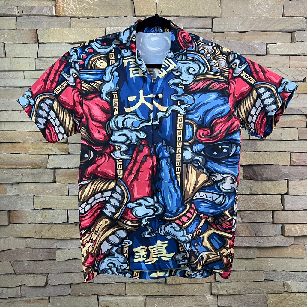 เสื้อฮาวายลายยักษ์JAPAN สีสดใส