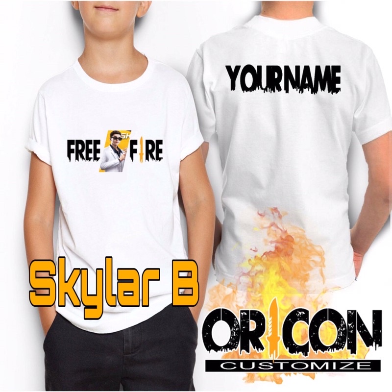 Baju Free Fire Skylar custom nama sendiri เสื้อยืดผ้าฝ้าย jota tee เสื้อ a124 dj alok เกมมือถือ Baju