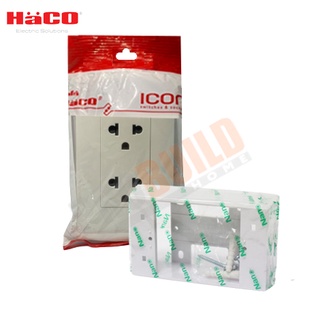 HACO IC-E20 I-CON เต้ารับ 3 ขา 2 ช่อง + บ็อกลอย NANO