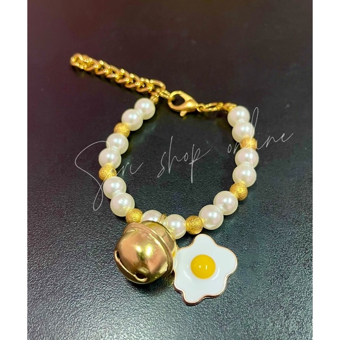 ปลอกคอหมาแมว✨งานลูกปัดไข่มุก+จี้ไข่ดาว   ซื้อ2แถม1 งานน่ารักตะมิตุมิ✨ ราคา ถูกที่สุด ดีลบีเคเค แกลเลอรีภาพที่ 4
